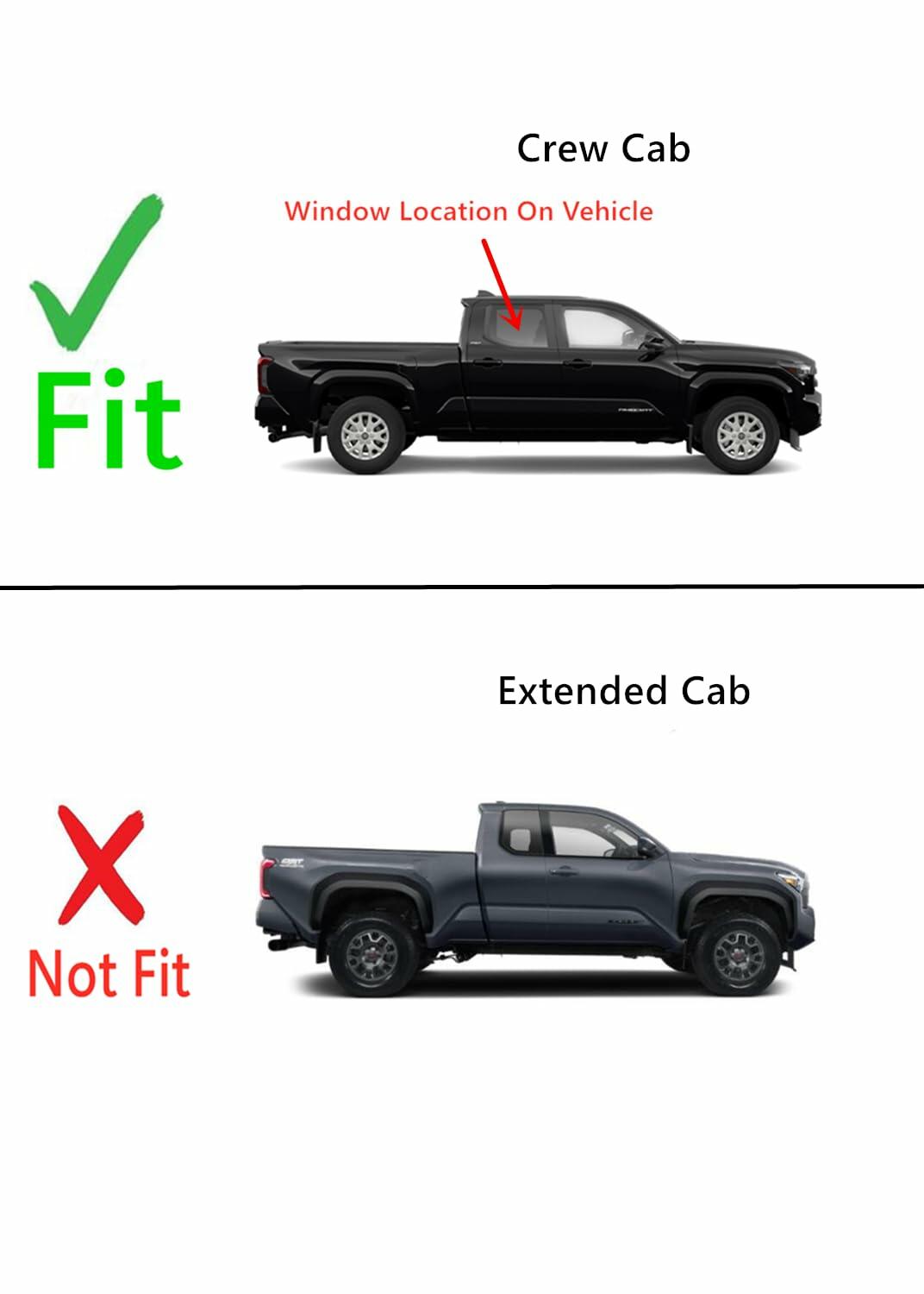 OEM With Aftermarket Attachments Tempered Passenger Right Side Rear Door Window Glass Compatible with Toyota Tacoma Crew Cab Pickup 2024-2026 Models
