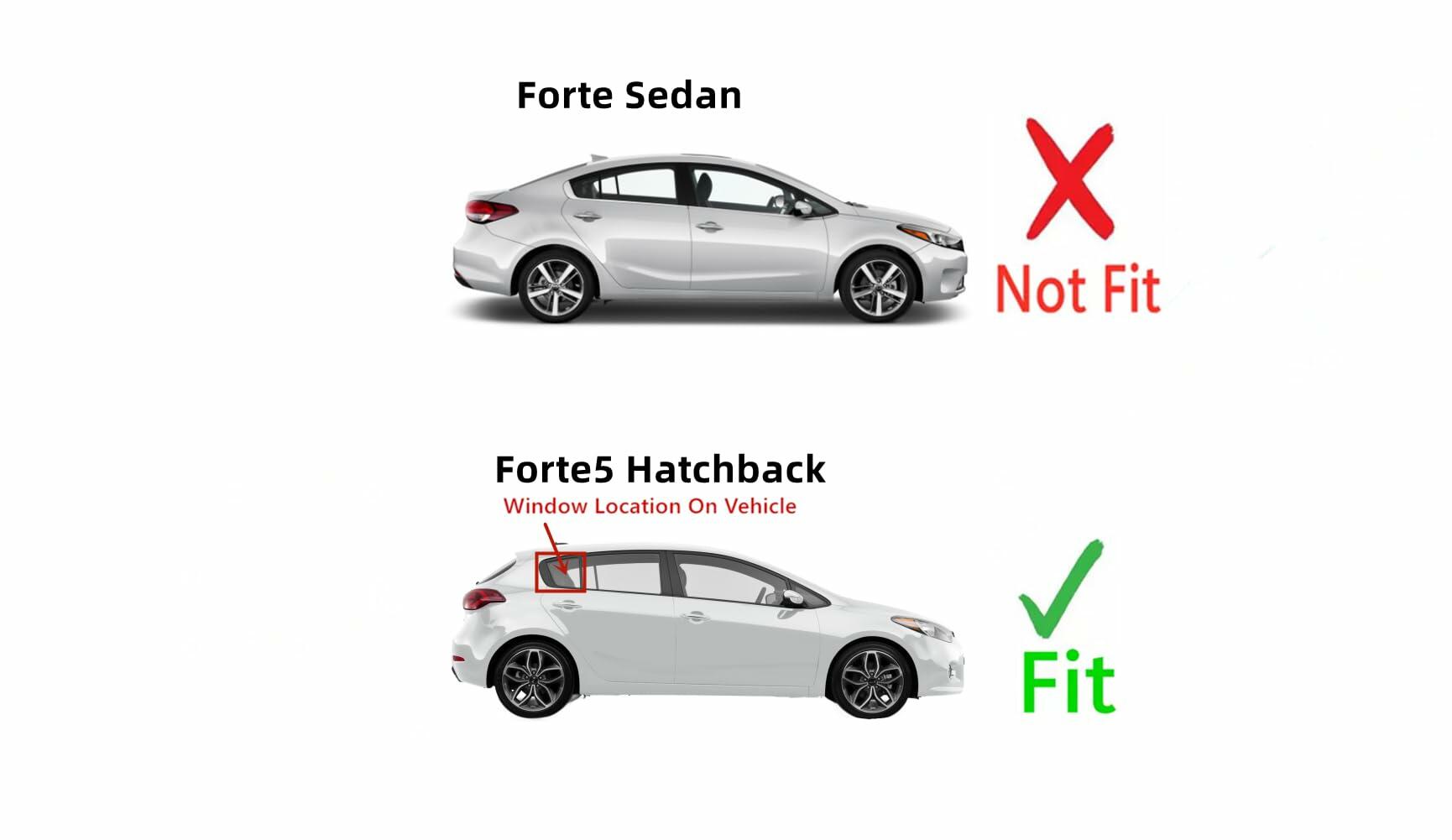 Passenger Right Side Rear Vent Window Vent Glass Compatible with Kia Forte5 4 Door Hatchback 2014-2018 Models