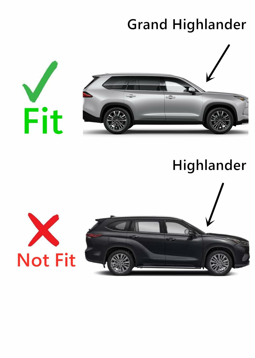 Chrome Style Passenger Right Side Quarter Window Quarter Glass Compatible with Toyota Grand Highlander 2024-2026 Models