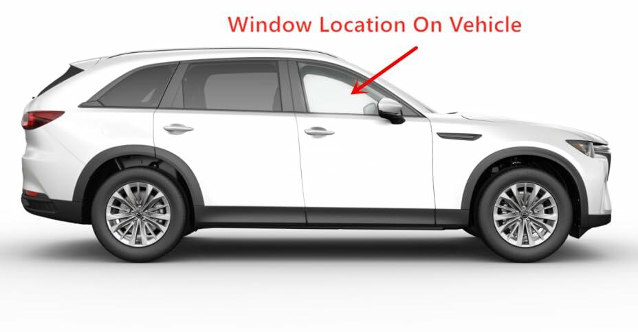 Tempered Passenger Right Side Front Door Window Door Glass Compatible with Mazda CX-90 2024-2026 Models
