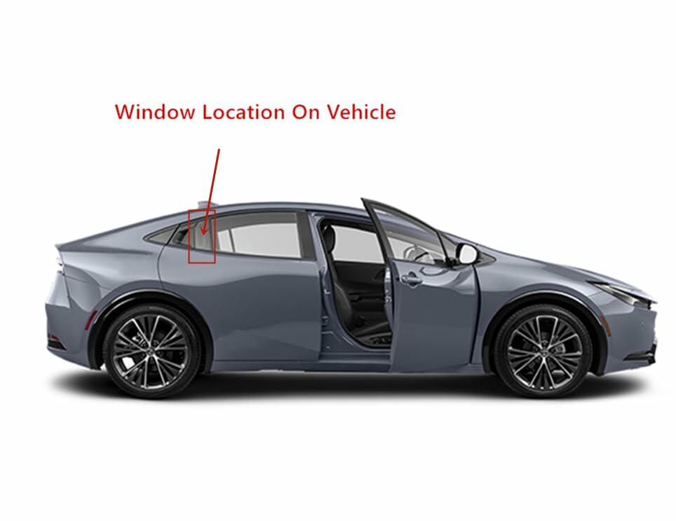Glass Only Tempered Passenger Right Side Rear Vent Window Vent Glass Compatible with Toyota Prius / Prius Prime / Plug-in 2023-2025 Models