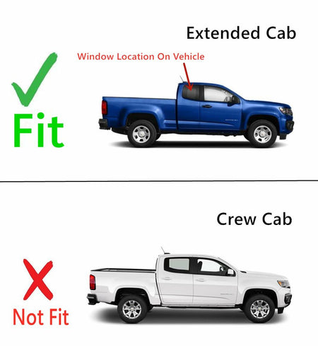 Black Molding Style Passenger Right Side Quarter Window Quarter Glass Compatible with Chevrolet Colorado GMC Canyon 2015-2023 Extended Cab Models
