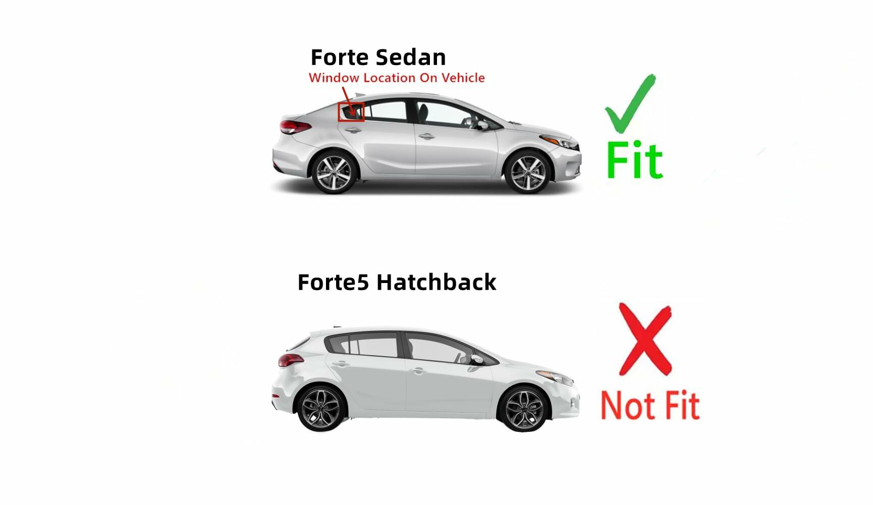 Passenger Right Side Rear Vent Window Vent Glass Compatible with Kia Forte 4 Door Sedan 2014-2018 Models