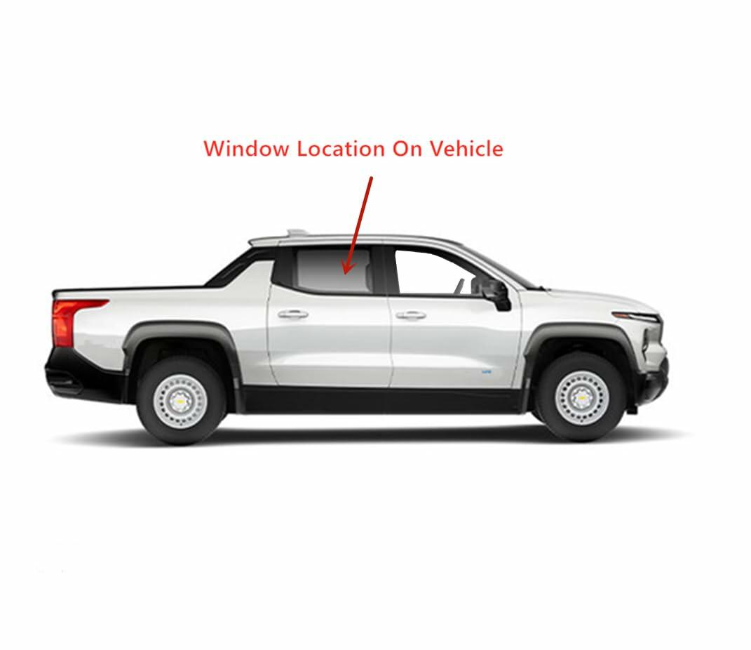 Tempered Passenger Right Side Rear Door Window Door Glass Compatible with Chevrolet Silverado EV 2024-2026 Models (Only For Electric Vehicles)