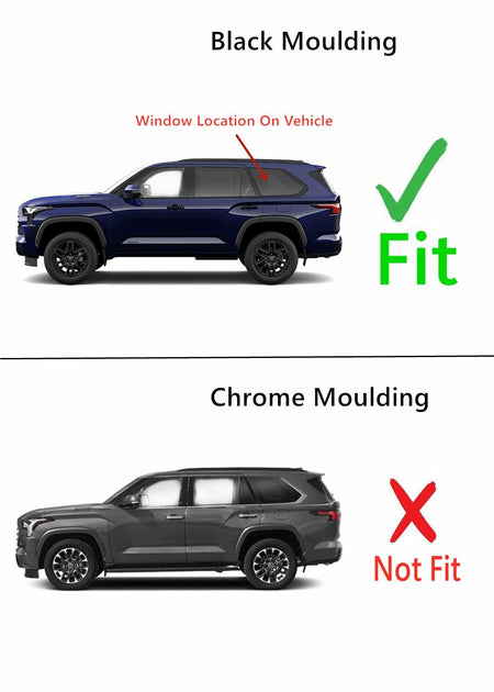 Black Moulding Driver Left Side Quarter Window Quarter Glass Compatible with Toyota Sequoia 2023-2025 Models