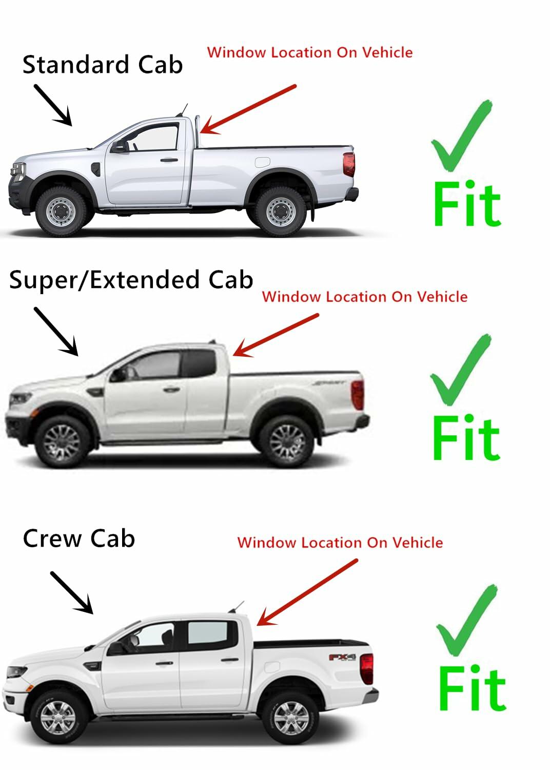 Non-Heated Tempered Clear Stationary Back Window Back Glass Compatible with Ford Ranger Pickup 2019-2023 Models