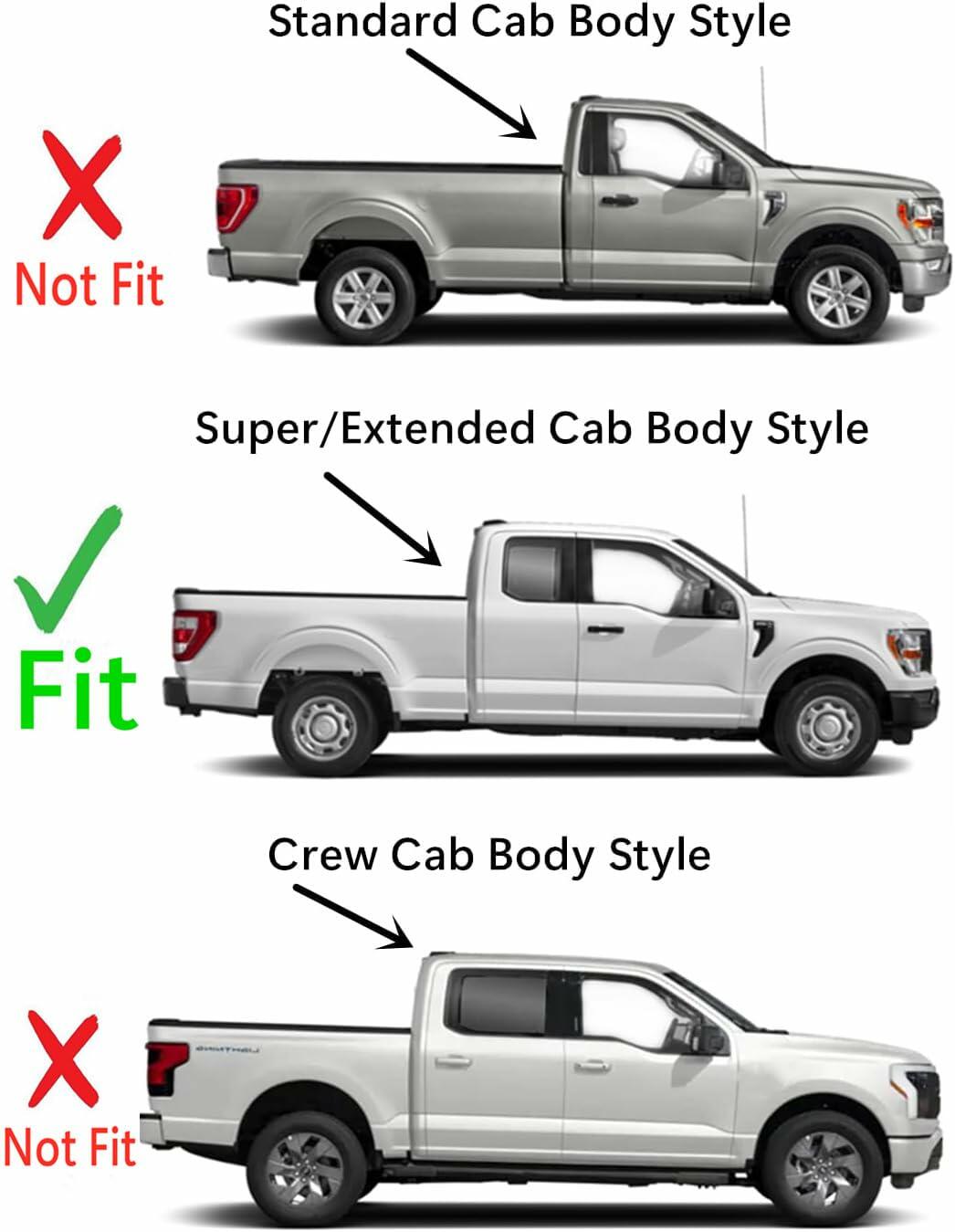 Tempered Passenger Right Side Rear Door Window Door Glass Compatible with Ford F150 2021-2026 F250 F350 2023-2026 4-Door Extended/Super Cab Models