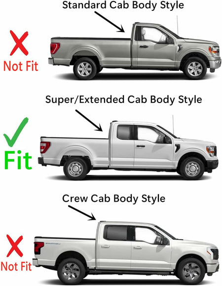 Tempered Passenger Right Side Rear Door Window Door Glass Compatible with Ford F150 2021-2026 F250 F350 2023-2026 4-Door Extended/Super Cab Models