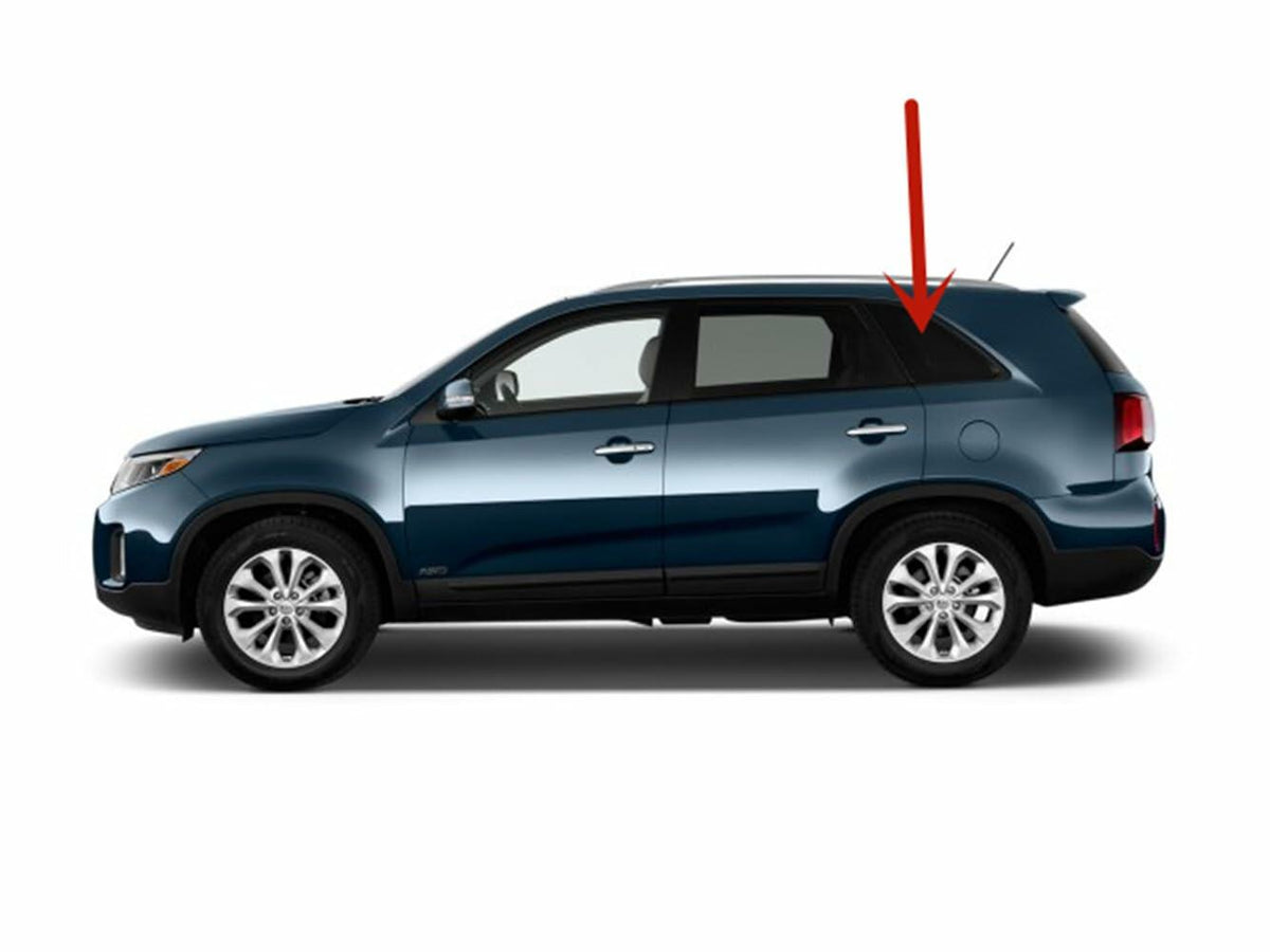 Black Moulding Tempered Driver Left Quarter Window Quarter Glass Compatible with Kia Sorento 2011-2015 Models
