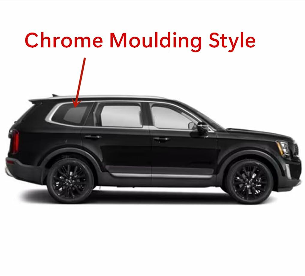 Chrome Moulding Style Tempered Passenger Right Side Quarter Window Quarter Glass Compatible with Kia Telluride 2020-2025 Models