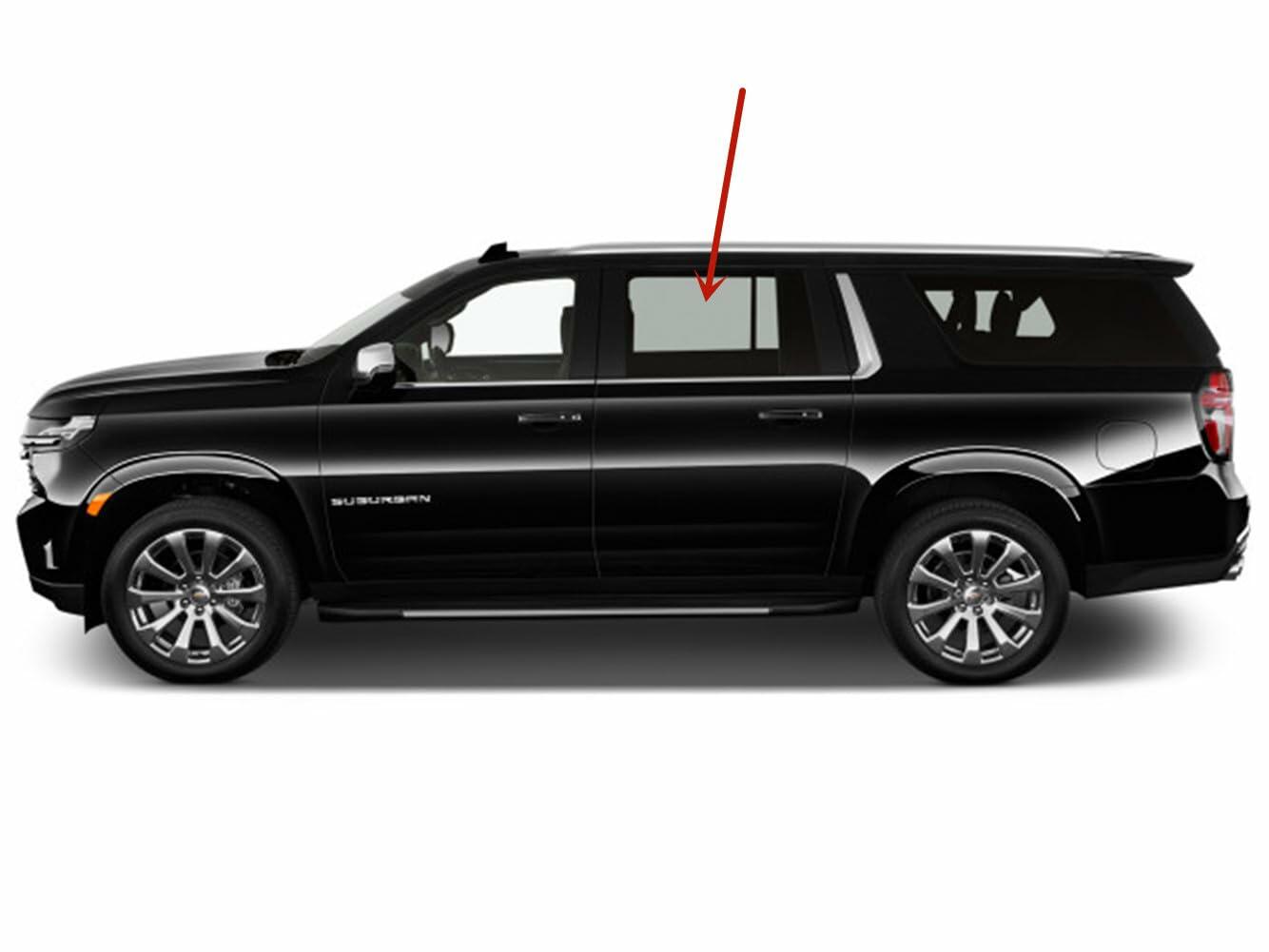 Tempered Driver Left Side Rear Door Window Door Glass Compatible with Chevrolet Suburban / GMC Yukon XL 2021-2026 Models (Not For Yukon)