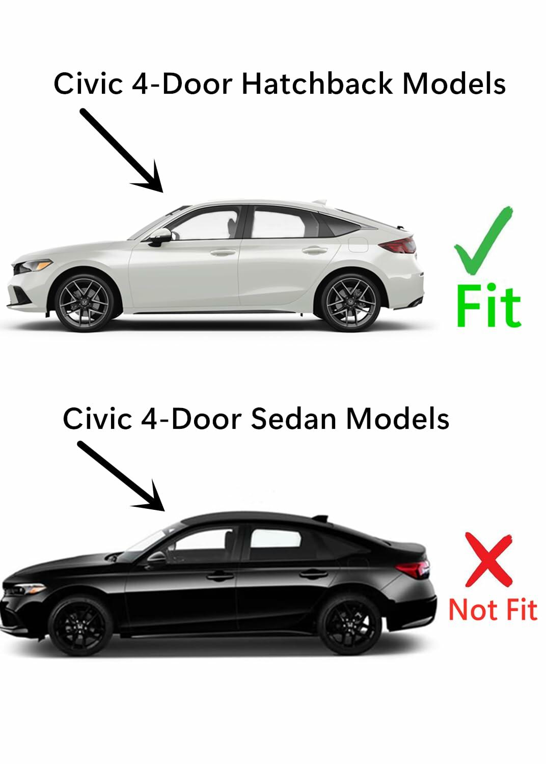 Tempered Driver Left Side Rear Door Window Door Glass Compatible with Honda Civic 4-Door Hatchback 2022-2026 Models