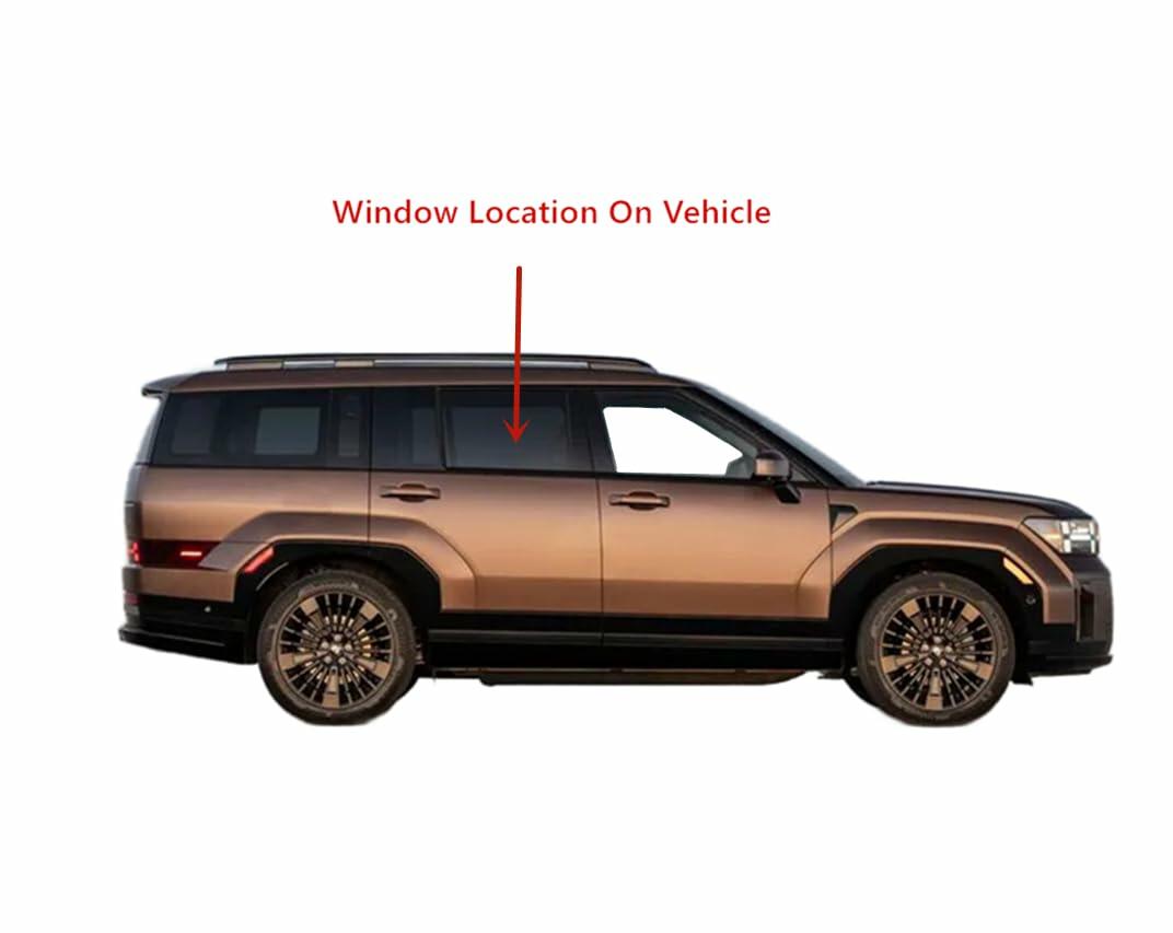 Tempered Passenger Right Side Rear Door Window Door Glass Compatible with Hyundai Santa Fe 2024-2026 Models