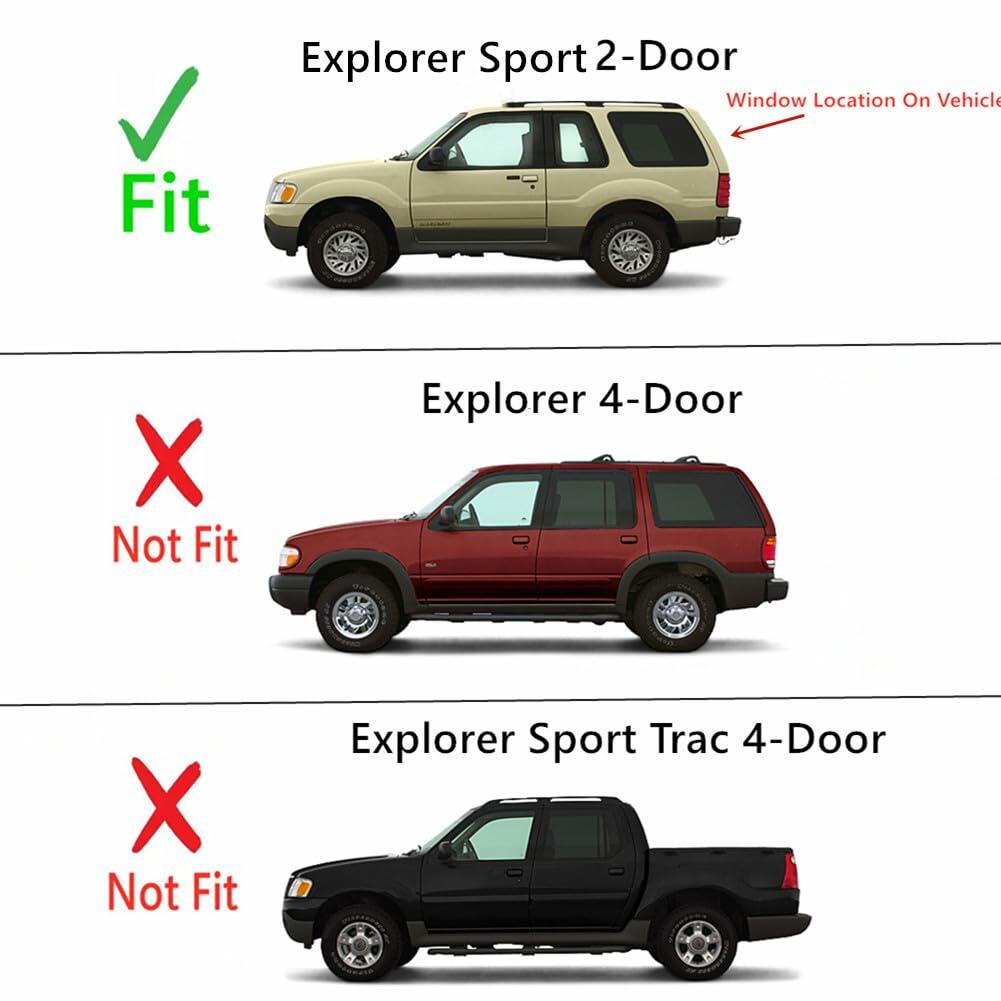Heated With Wiper Hole Style Back Tailgate Window Back Glass Compatible with Ford Explorer Sport 2002-2003 2 Door Models