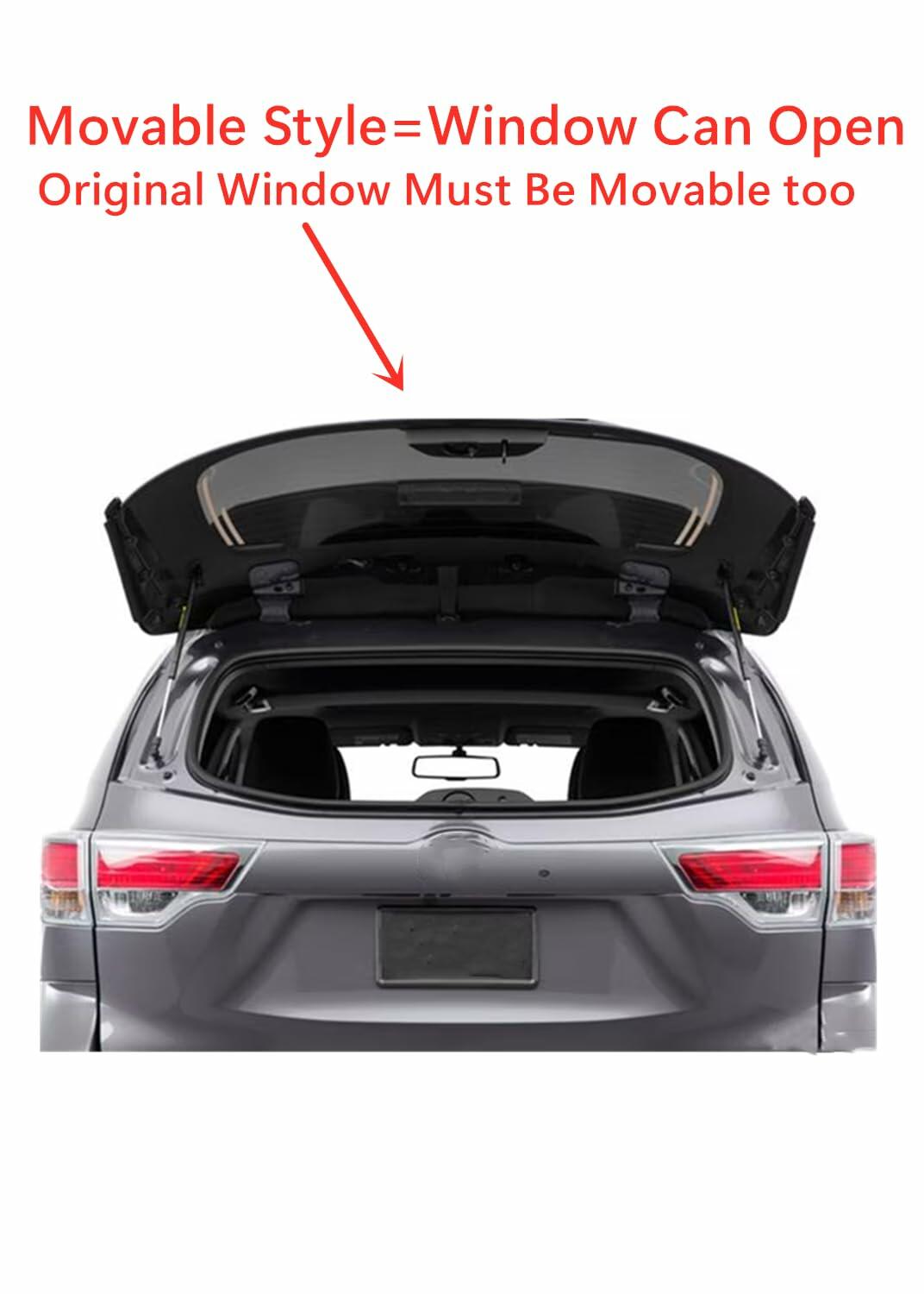 Movable Style Heated Rear Back Window Back Glass Compatible with Toyota Highlander 2014-2019 Models
