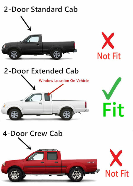 Driver Left Side Quarter Glass Quarter Window Compatible with Nissan Frontier Pickup 2-Door Extended Cab 1998-2004 Models