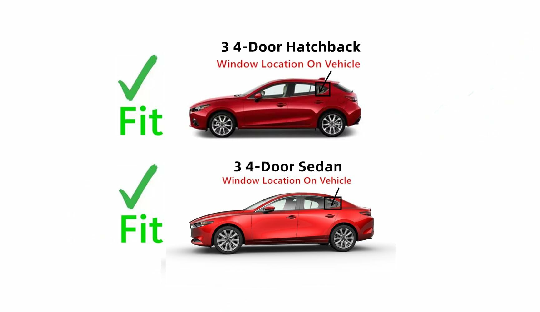Driver Left Side Rear Vent Window Vent Glass Compatible with Mazda 3 2014-2018 Models
