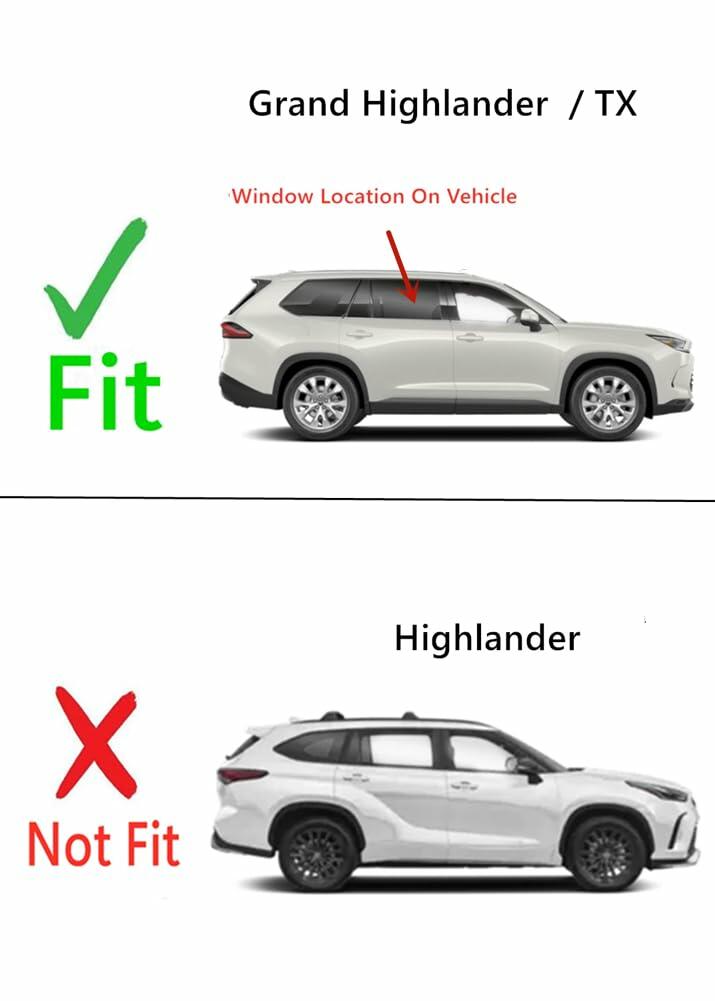 Tempered Privacy Passenger Right Side Rear Door Window Door Glass Compatible with Toyota Grand Highlander / Lexus TX350 TX500h TX550h+ 2024-2026 Models