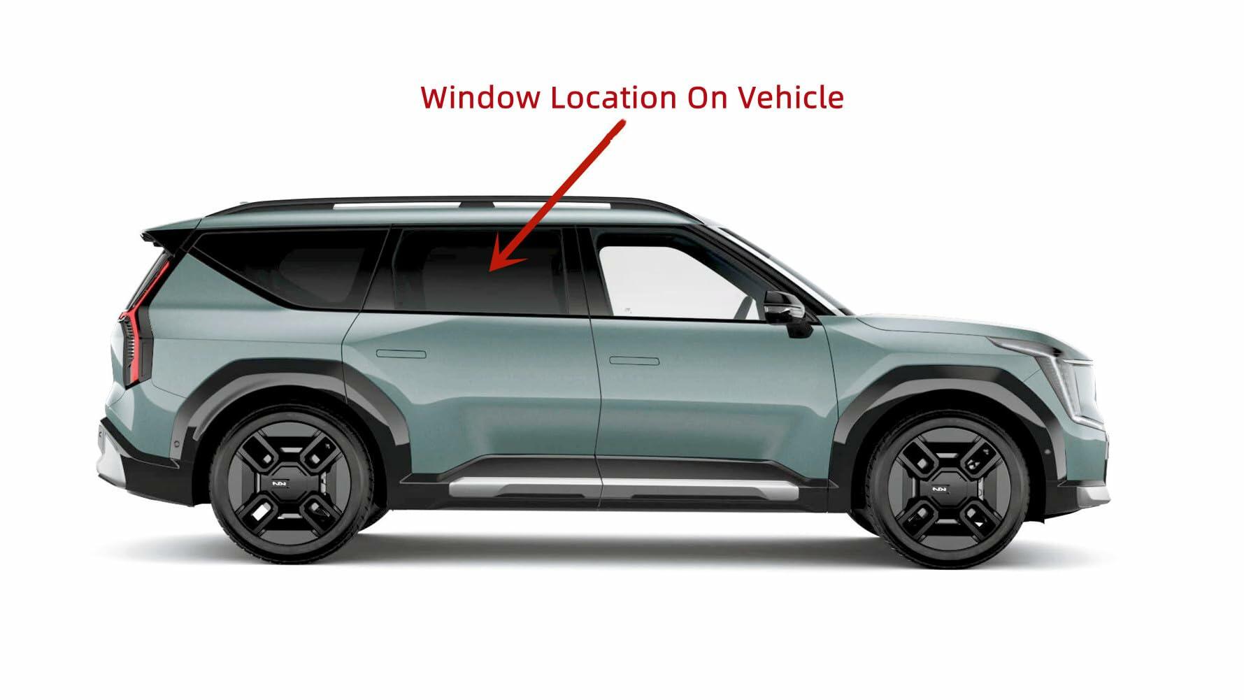 Tempered Passenger Right Side Rear Door Window Door Glass Compatible with Kia EV9 2024-2025 Models
