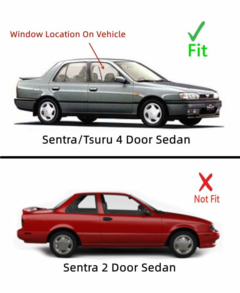 Passenger Right Side Front Door Window Door Glass Compatible with Nissan Sentra 1991-1994/ Tsuru 1992-2005 4 Door Sedan Models
