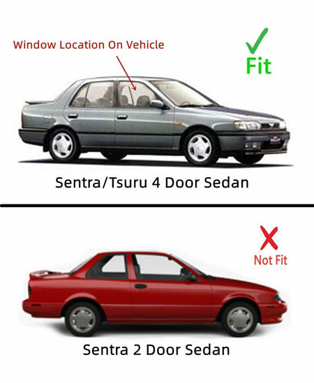 Passenger Right Side Front Door Window Door Glass Compatible with Nissan Sentra 1991-1994/ Tsuru 1992-2005 4 Door Sedan Models