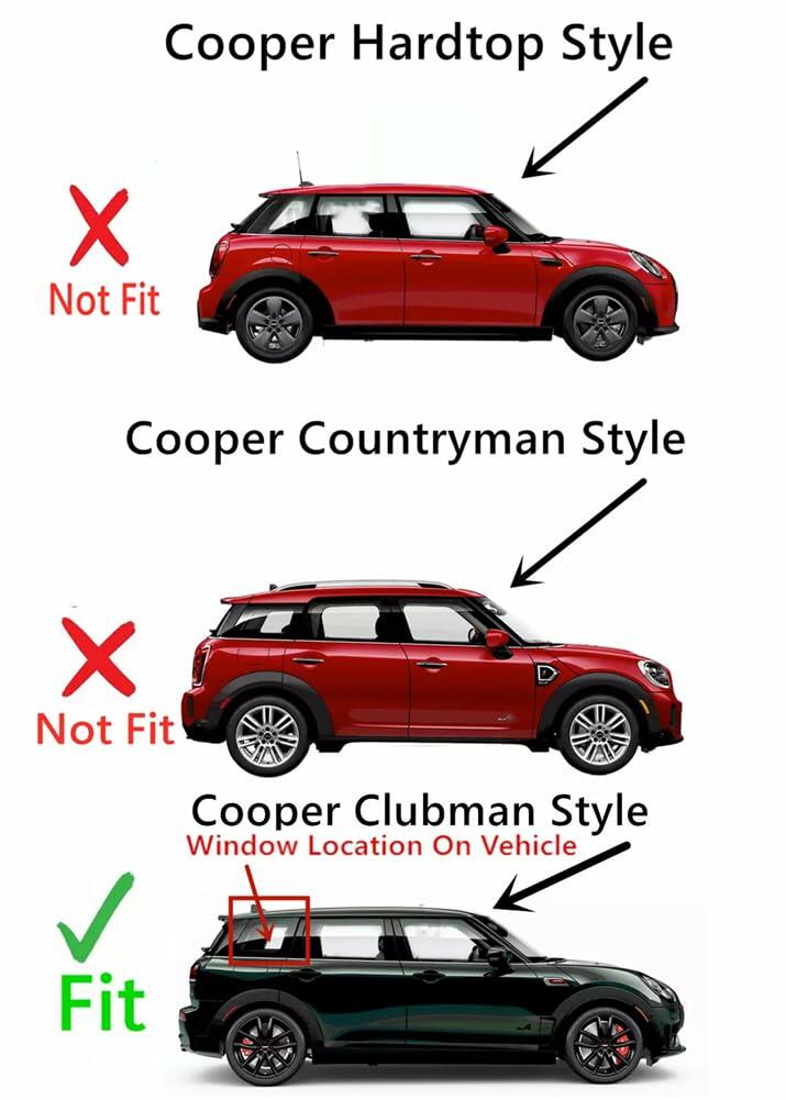 Clear Tempered Passenger Right Side Quarter Window Quarter Glass Compatible with Mini Clubman 2016-2024 Models