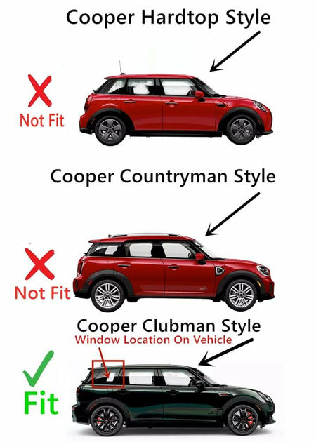 Clear Tempered Passenger Right Side Quarter Window Quarter Glass Compatible with Mini Clubman 2016-2024 Models