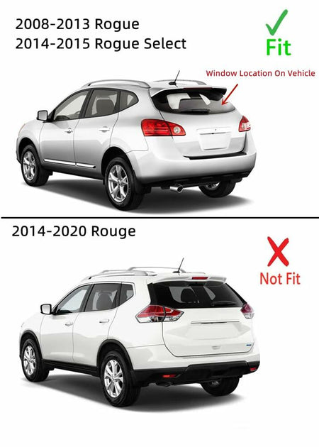 Heated Clear Back Tailgate Window Back Glass Compatible with Nissan Rogue 2008-2013 Models/Rogue Select 2014-2015 Models