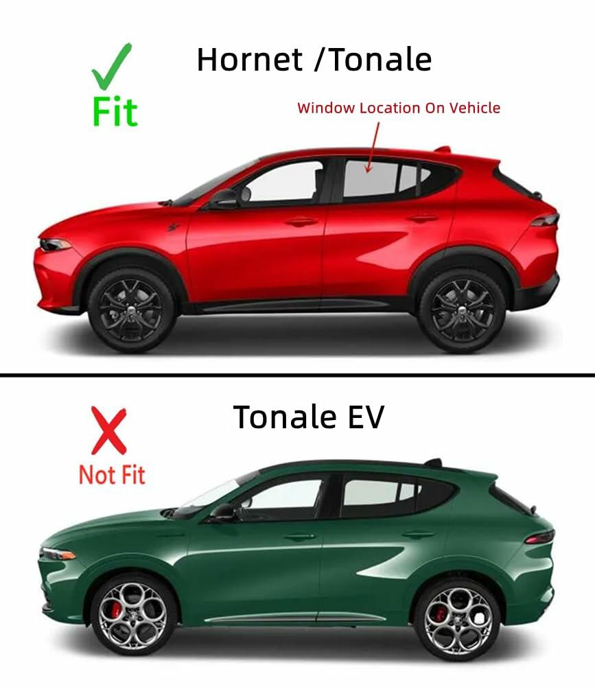 Tempered Driver Left Side Rear Door Window Door Glass Compatible with Dodge Hornet / Alfa Romeo Tonale 2023-2025 Models