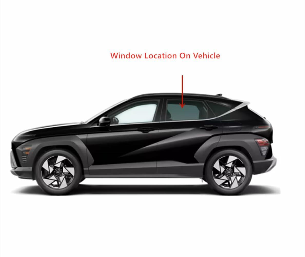 Tempered Driver Left Side Rear Door Window Door Glass Compatible with Hyundai Kona / Kona Electric 2024-2026 Models