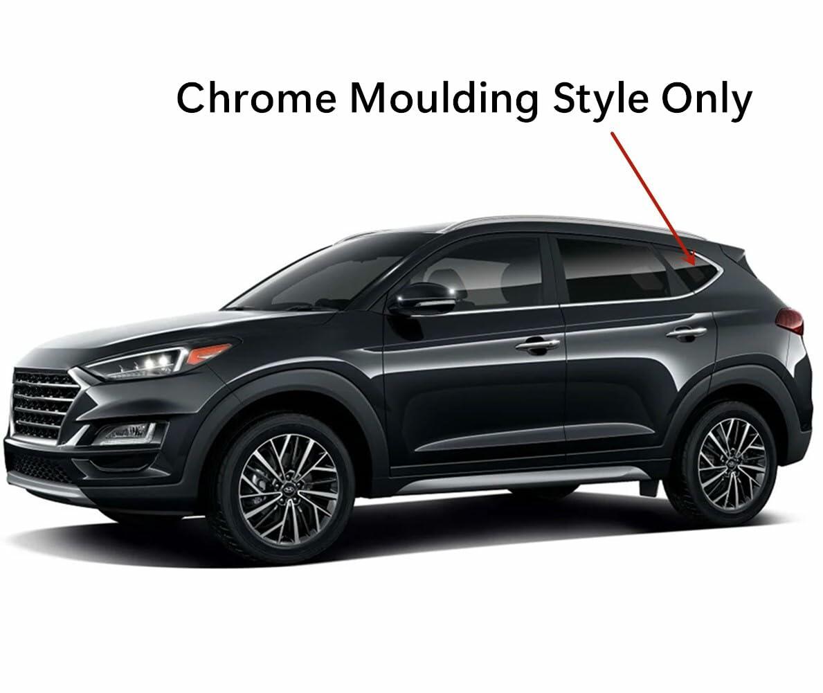 Chrome Moulding Style Driver Left Side Rear Quarter Window Quarter Glass Compatible with Hyundai Tucson 2016-2021 Models