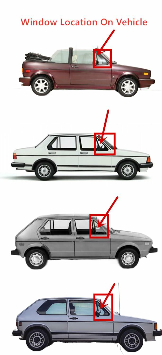Stationary Tempered Passenger Right Side Front Vent Window Vent Glass Compatible with Volkswagen Cabriolet 1985-1993 / Rabbit Jetta 1975-1984 Models (Not For Rabbit Pikcup)