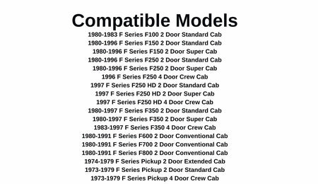 Rear Sliding Window Glass 3 Panel Manual Back Slider (Gasket Included) Compatible with Ford F-Series Pickup Super Duty F100 F150 F250 F250HD F350 F600 F700 F800 1973-1996 Models