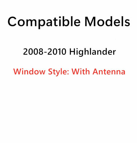 Tempered w/ Antenna Driver Left Side Quarter Window Quarter Glass Compatible with Toyota Highlander 2008-2010 Models