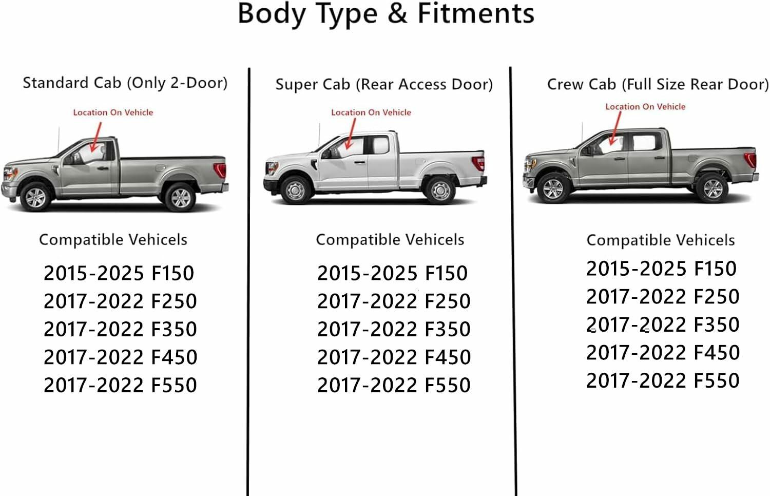 Tempered Driver Left Side Front Door Window Door Glass Compatible with Ford F150 2015-2025 / F250 F350 F450 F550 2017-2022 Models
