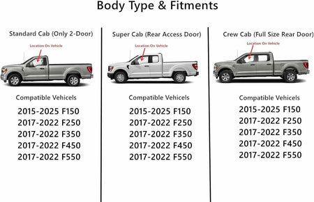 Tempered Driver Left Side Front Door Window Door Glass Compatible with Ford F150 2015-2025 / F250 F350 F450 F550 2017-2022 Models