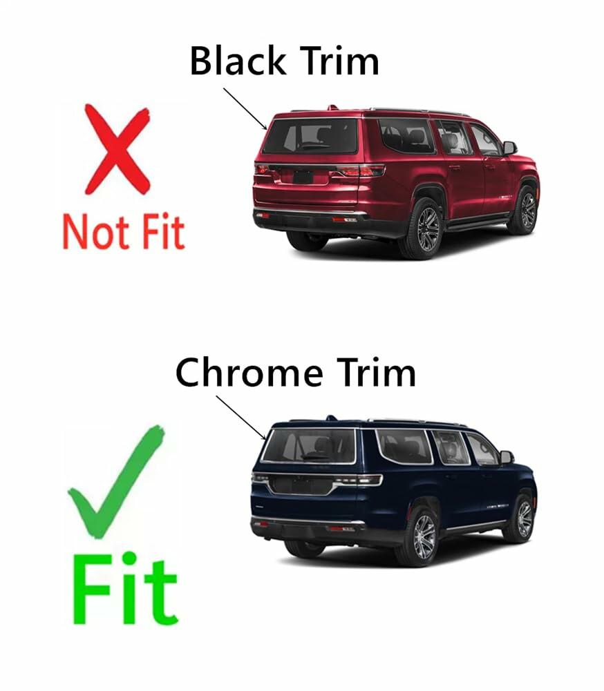 OEM Laminated Chrome Trim Heated Rear Back Tailgate Window Glass Compatible with Jeep Wagoneer / Wagoneer L / Grand Wagoneer / Grand Wagoneer L 2022-2025 Models W/ Feature