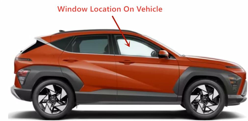 Tempered Passenger Right Side Front Door Window Door Glass Compatible with Hyundai Kona / Kona Electric 2024-2026 Models
