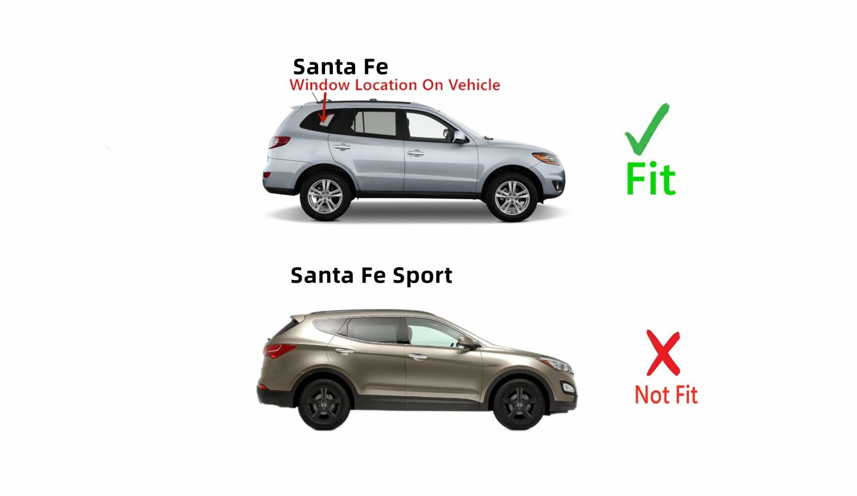 Tempered Passenger Right Side Quarter Window Quarter Glass Compatible with Hyundai Santa Fe 2007-2012 Models