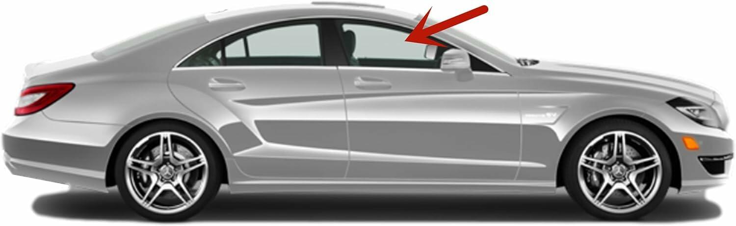 Tempered Passenger Right Side Front Door Window Door Glass Compatible with Mercedes Benz CLS400 / CLS550 / CLS63AMG / 2012-2018 Models