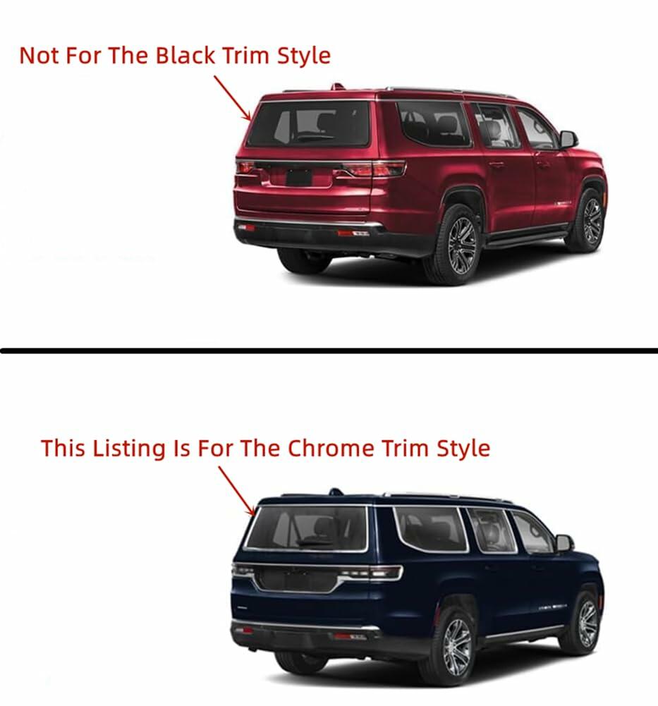 Chrome Trim Heated Rear Back Tailgate Liftgate Window Glass Compatible with Jeep Wagoneer / Wagoneer L / Grand Wagoneer / Grand Wagoneer L 2022-2026 Models