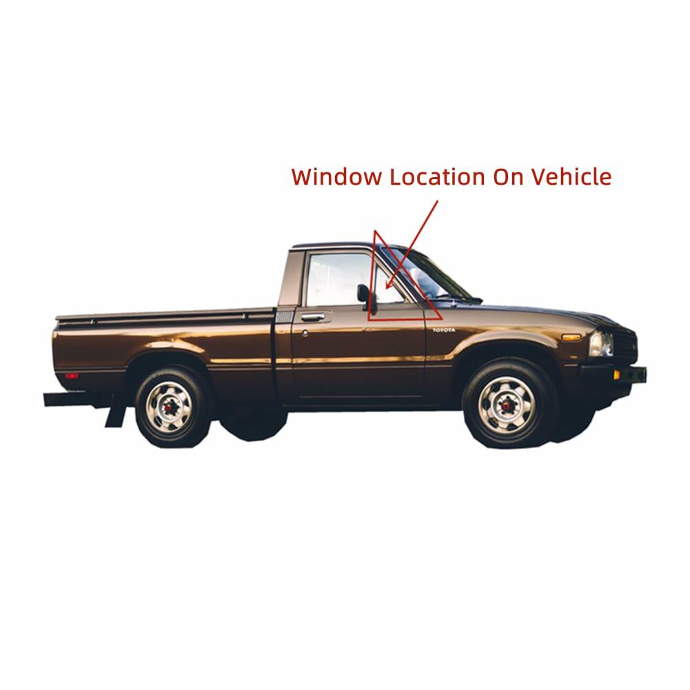 Tempered Passenger Side Right Front Vent Window Vent Glass Compatible with Toyota Pickup 2 Door Standard Cab 1979-1983 Models Glass only