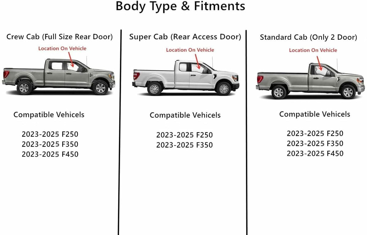 Tempered Passenger Right Side Front Door Window Door Glass Compatible with Ford F250 F350 F450 2023-2026 Models