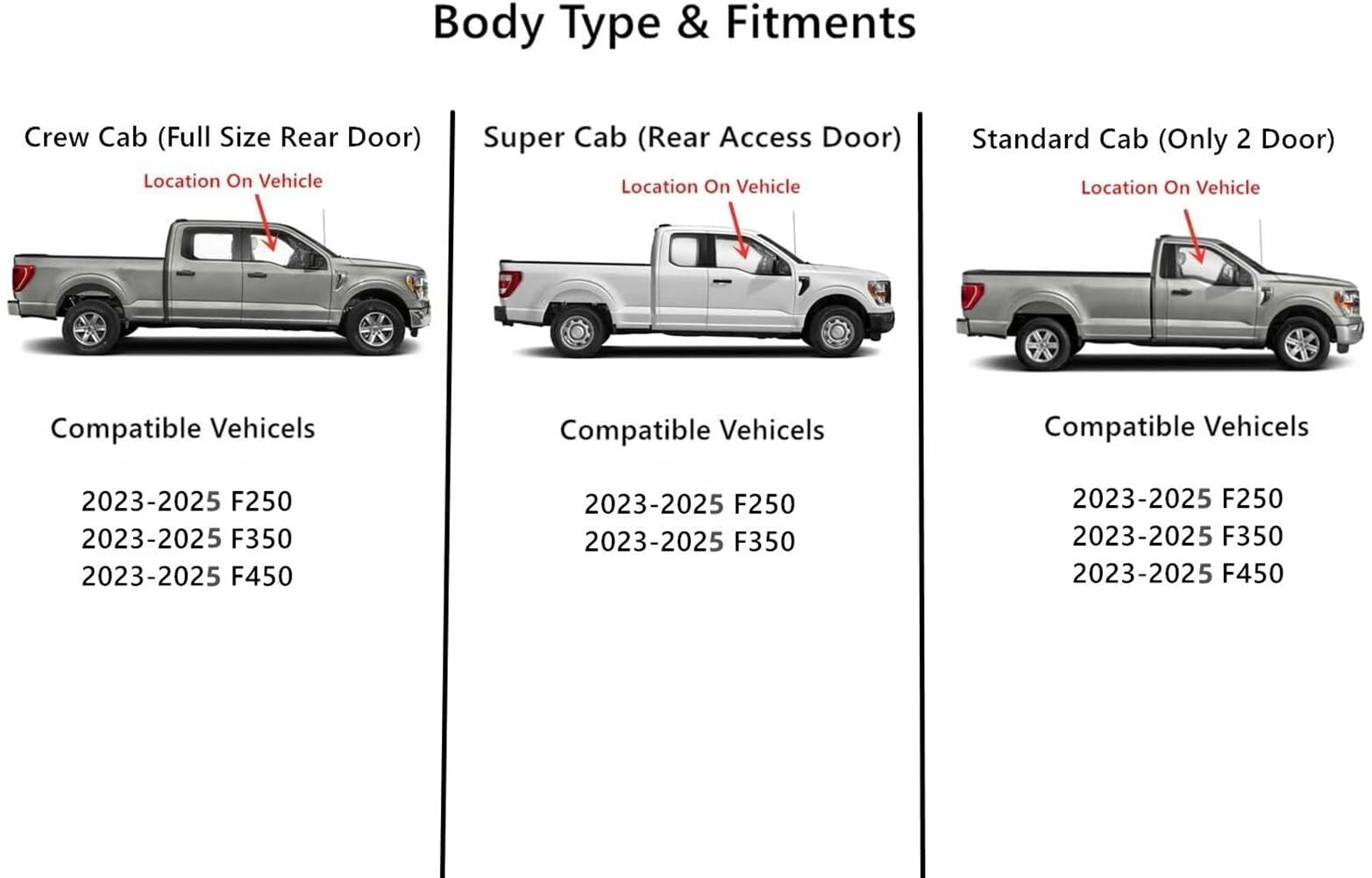Tempered Passenger Right Side Front Door Window Door Glass Compatible with Ford F250 F350 F450 2023-2026 Models