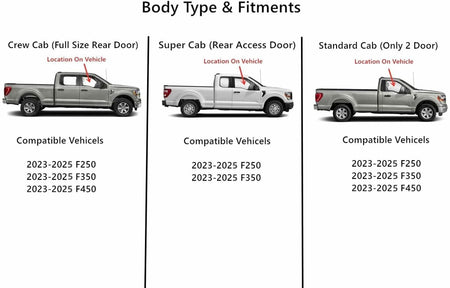 Tempered Passenger Right Side Front Door Window Door Glass Compatible with Ford F250 F350 F450 2023-2026 Models