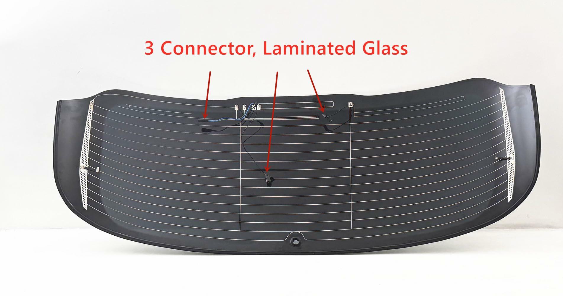Laminated Heated 3-Connectors Style Rear Tailgate Liftgate Window Back Glass Compatible with Porsche Cayenne 2019-2024 4-Door Utility / SUV Models (Not For Coupe)