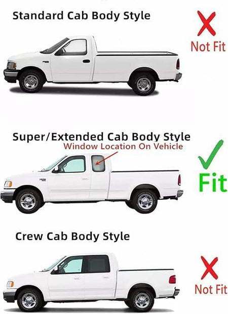 Stationary Driver Left Side Rear Quarter Window Quarter Glass Compatible with Ford F150 1998-2003 / F250LD (Light Duty Only) 1998-1999/ F150Heritage 2004 2-Door Super Cab Models