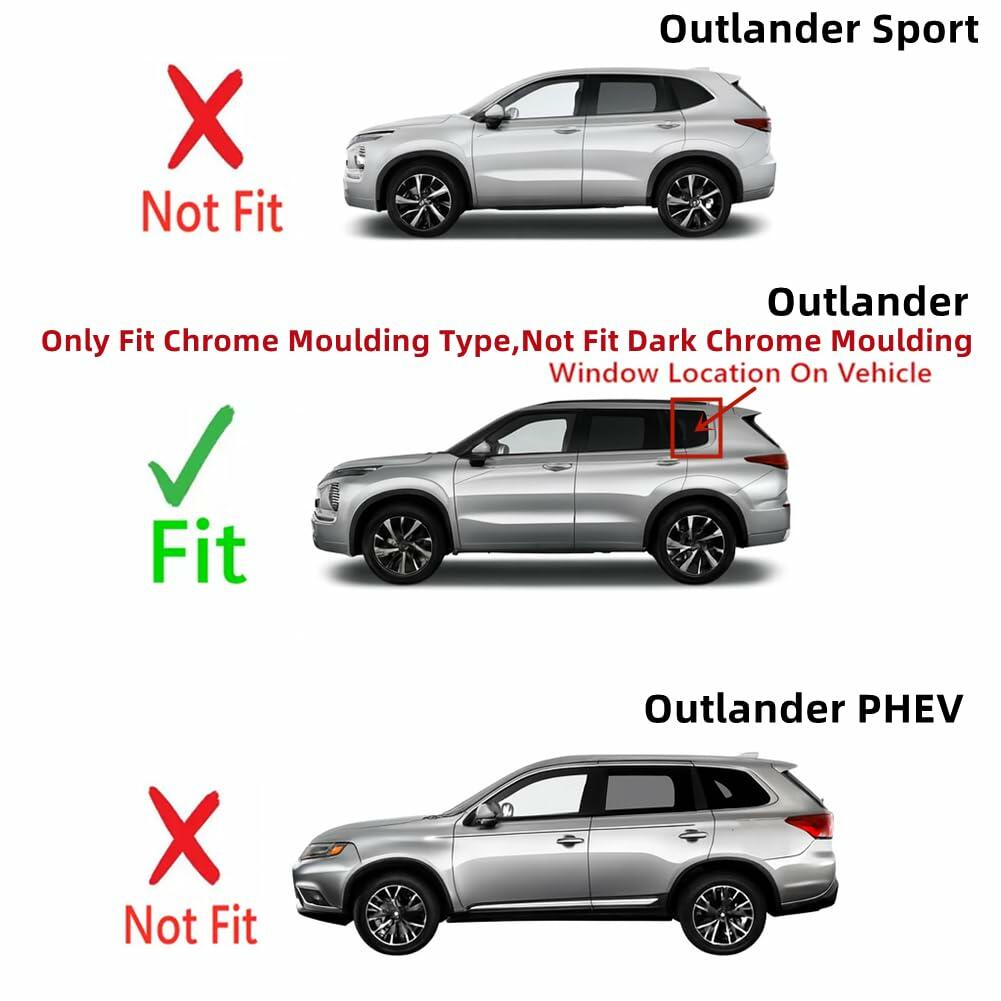 Chrome Moulding Type Driver Left Side Quarter Window Quarter Glass Compatible with Mitsubishi Outlander 2022-2024 ( Not fit Sport Body Type , PHEV Or Dark Chrome Moulding Type )