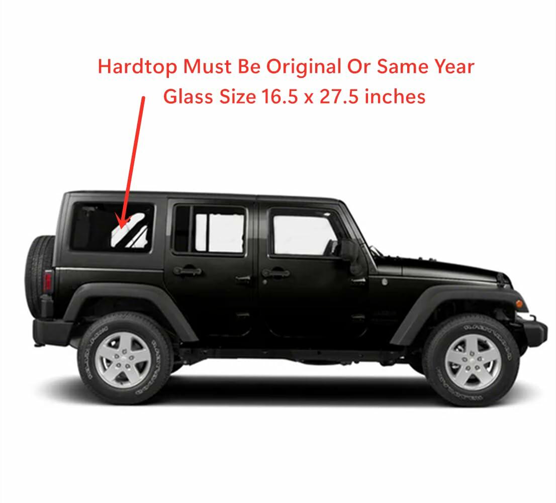 Tempered Passenger Right Side Quarter Window Quarter Glass Compatible with Jeep Wrangler 2011-2017 & Wrangler JK 2018 4-Door Models Only (Hardtop Must Be Same Year)
