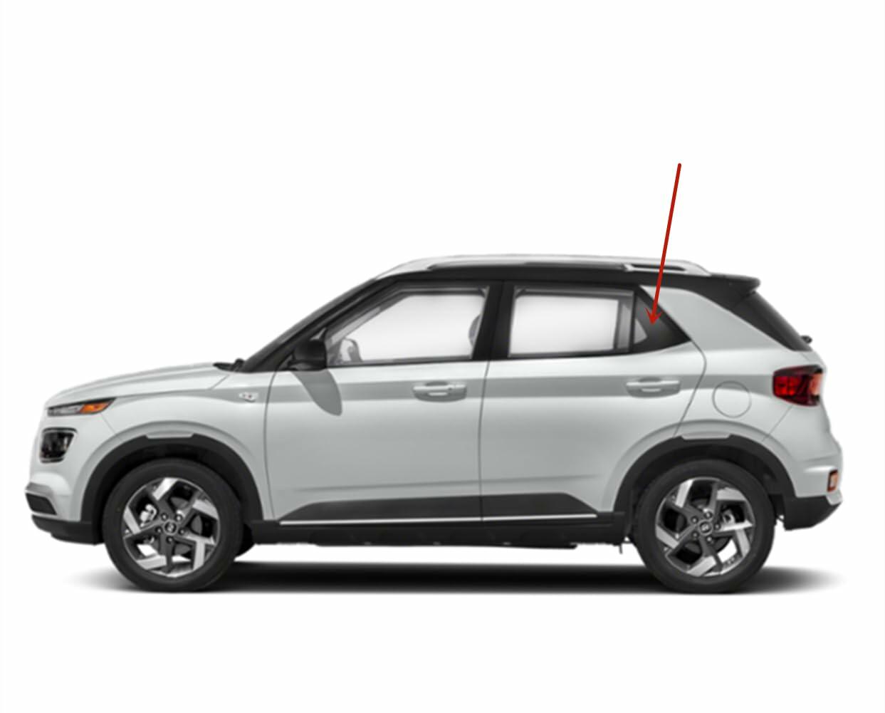 Driver Left Side Rear Vent Window Vent Glass Compatible with Hyundai Venue 2020-2026 Models Glass Only